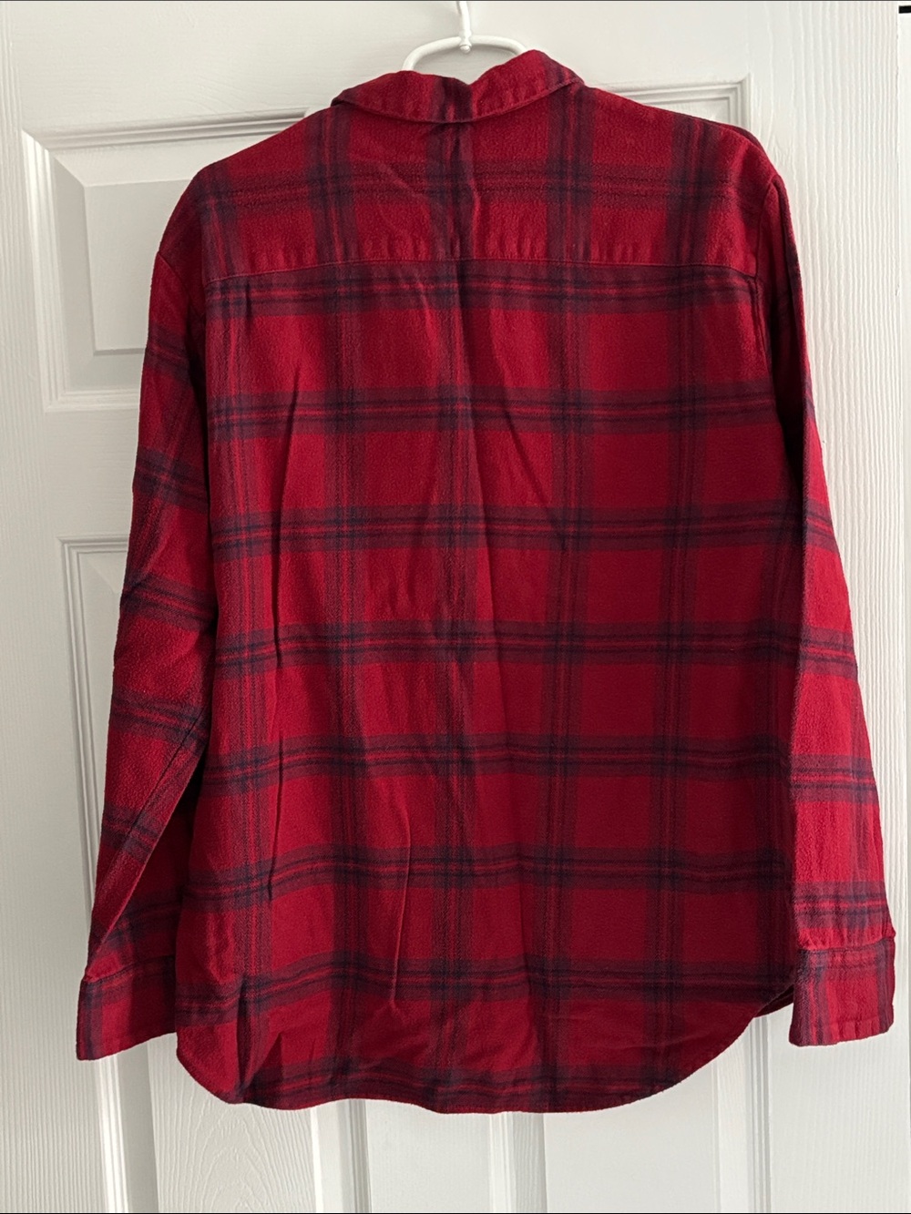 Madewell boyfriend Red and Blue Plaid Button-Down flannel Shirt - Picture 2 of 4